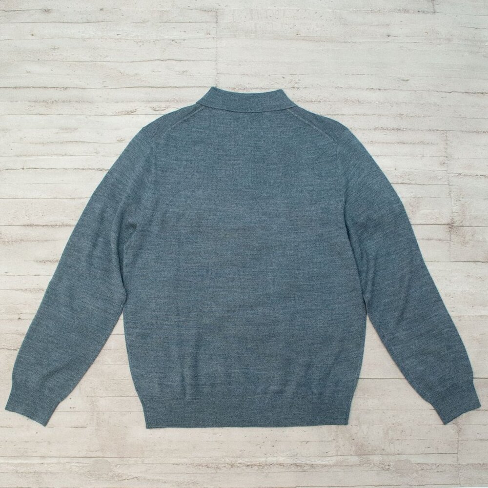 NWT J. Crew Merino Wool Blend Sweater Polo Heathered Evening Storm size M - Picture 7 of 11